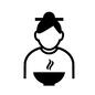 食事する女性 食事する女性 中国,中華,中国人女性,人,人物,食事,食べ物,料理,女性,髪飾りのシルエット素材