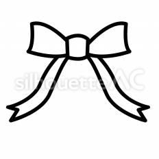 リボン　白抜き リボン,飾り,かわいいのシルエット素材
