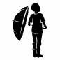 傘を持ち立つ子供 子供,男の子,傘,持つ,雨具,梅雨,雨,レイングッズ,悪天候,屋外のシルエット素材