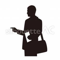 会場を確認 立つ,指差す,教室のシルエット素材