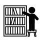 図書室 図書室 ピクトグラム,図書館,本,本棚,小学生,図書室,踏み台,人物,人,学校のシルエット素材