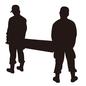 担架を持ち上げる人たち 担架,怪我,固定,運ぶ,治療,病院,傷,男性,人物,上半身のシルエット素材