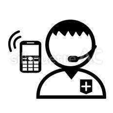 医師 ホットライン,救急救命,救急救命士のシルエット素材