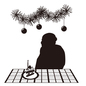 クリスマスパーティーをする女性 クリスマスパーティーをする女性 女性,レク,レクリエーション,パーティー,12月,冬,老人,おばあちゃん,ケーキ,クリスマスのシルエット素材