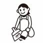 ちり取りにゴミを集める女性 ちり取りにゴミを集める女性 女性,箒,ちり取り,集める,ゴミ,玄関,掃き掃除,しゃがむ,微笑む,主婦のシルエット素材