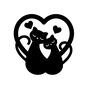 寄り添う猫 寄り添う猫 アイコン,寄り添う,ネコ,猫,つがい,ハート,ハートマーク,ラブラブ,ラブ,結婚のシルエット素材
