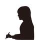 書く女性 書く女性 書く,記入,ペン,上半身,女性,女,1人,学生,生徒,大人のシルエット素材