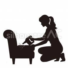 ソファの隙間に掃除機をかける ソファ,掃除機,隙間のシルエット素材