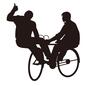 自転車競技 自転車競技 自転車競技,男性,2人,乗る,手サイン,グー,トリック,技,後ろ向き,横向きのシルエット素材