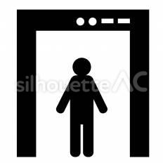 金属探知ゲートを通過する人物 金属探知,ゲート,安全のシルエット素材