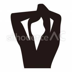 休憩　女の子 立つ,伸び,リラックスのシルエット素材