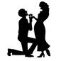 プロポーズするカップル 人,人物,男女,カップル,プロポーズ,ボックス,贈る,プレゼント,立膝,笑顔のシルエット素材