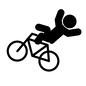 事故 事故 事故,自転車,人,人物,ピクトグラム,飛ぶ,倒れる,バンザイ,ぶつかる,飛ばされるのシルエット素材