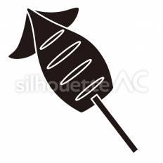 いか焼き いか焼き,いか,串のシルエット素材