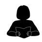 読書 読む,本,テキスト,参考書,教科書,見る,持つ,女の子,生徒,人物のシルエット素材