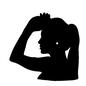 手をかざす女性 手をかざす女性 人物,人,女性,女の人,女,横顔,横向き,眩しい,上半身,ポニーテールのシルエット素材