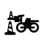 駐輪場 バイク置き場,駐車,駐輪場,バイク,二輪車,乗り物,コーン,パイロン,カラーコーン,三角コーンのシルエット素材
