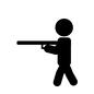 銃犯罪 ピクトグラム,ライフル,銃犯罪,銃,ライフル銃,人,人物,全身,横向き,歩くのシルエット素材