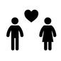 両想い 両想い 両想い,ラブ,2人,コンビ,ペア,カップル,恋人,好き,ハート,恋愛のシルエット素材