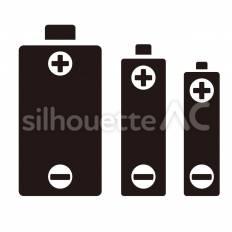 乾電池 電池,乾電池,蓄電のシルエット素材