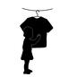 洗濯物 人,人物,ひも,女の子,子供,洗濯ロープ,紐,ハンガー,Tシャツ,半袖のシルエット素材