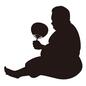 男性 男性 肥満,男性,男の人,横向き,座る,太った人,巨漢,デブ,暑がり,うちわのシルエット素材