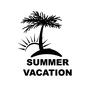 サマーバケーション サマーバケーション サマーバケーション,夏休み,英語,太陽,島,木,樹木,ヤシの木,椰子の木,アイランドのシルエット素材