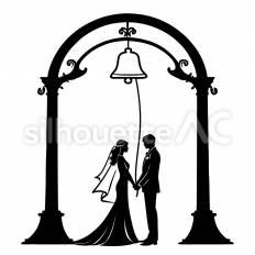ウェディングベル 結婚,チャペル,アーチのシルエット素材