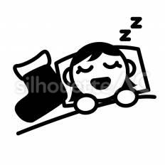 クリスマスに寝る子　女の子 女の子,寝る,靴下のシルエット素材