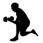トレーニング トレーニング 人,人物,立膝,全身,横向き,男性,ダンベル,トレーニンググッズ,持つ,鍛えるのシルエット素材