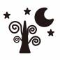 渦巻きの木と夜空 渦巻き,木,ぐるぐる,月,星空,夜,星,三日月,夜空,ハロウィンのシルエット素材