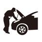 車の修理 車の修理 自動車,車,乗り物,ボンネット,開ける,チェック,整備士,修理,修繕,直すのシルエット素材