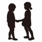 握手する男の子と女の子 握手する男の子と女の子 男の子,女の子,男女,握手,友達,制服,子供,卒業生,卒業,卒園のシルエット素材
