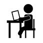 授業 授業 ピクトグラム,授業,授業中,小学生,机,椅子,座る,教科書,勉強,授業風景のシルエット素材