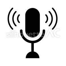 音声広告 広告,マイク,音波のシルエット素材
