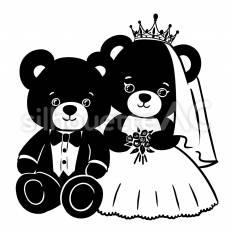 クマ くま,ぬいぐるみ,カップルのシルエット素材