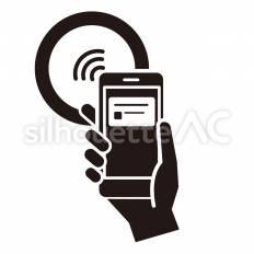 EC　スマホ決済 スマホ決済,スマートフォン,電波のシルエット素材