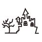 お城 お城 お城,城,廃墟,家,洋館,ゴーストタウン,建物,コミカルハロウィン,ハロウィン,ハロウィーンのシルエット素材