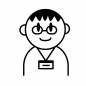 社員証を首にかける男性 社員証,名札,首掛け,眼鏡,上半身,勤務,管理,認証,人物,男性のシルエット素材
