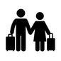 旅行する2人 旅行する2人 カップル,夫婦,2人,旅行者,女性,男性,帰省,旅行,旅,トランクのシルエット素材