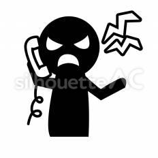 クレーム　架電 電話,怒る,苦情のシルエット素材