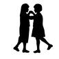 カップル カップル 女性,女の人,全身,横向き,向かい合う,踊る,ダンス,手をつなぐ,2人,手を握るのシルエット素材