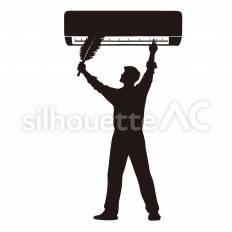 エアコンの埃をとる エアコン,拭く,家電のシルエット素材