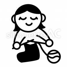 靴下を編む人　女の子 女の子,編む,毛糸のシルエット素材