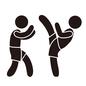 格闘技 格闘技 スポーツ,全身,横向き,トレーニング,かかと落とし,蹴り,キック,2人,人物,人のシルエット素材