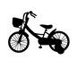 自転車 自転車 子供用,子供用自転車,補助付き,カゴ付き,自転車,横向き,乗り物,1台,補助輪,補助輪付自転車のシルエット素材