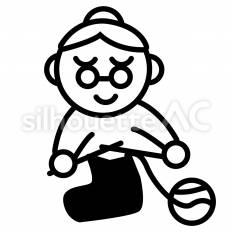 靴下を編む人　おばあさん おばあさん,編む,毛糸のシルエット素材