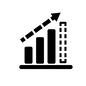 棒グラフ 上昇,増加,矢印,棒グラフ,表,図表,数学,統計,ビジネス資料,会議資料のシルエット素材