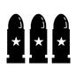 銃弾 銃弾,3つ,並ぶ,弾薬,弾,星マーク,武器,実弾,ライフル弾,側面のシルエット素材