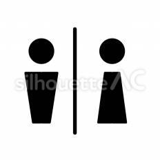 トイレ　男女 男女,区切り,線のシルエット素材